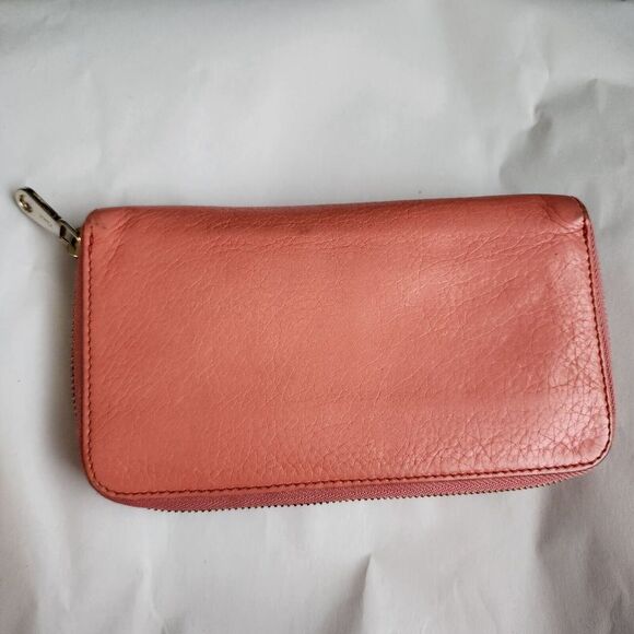 Chloe long wallet Zip Around Zippy Lilly Ribbon Bow Genuine leather Coral Pink - Picture 7 of 12